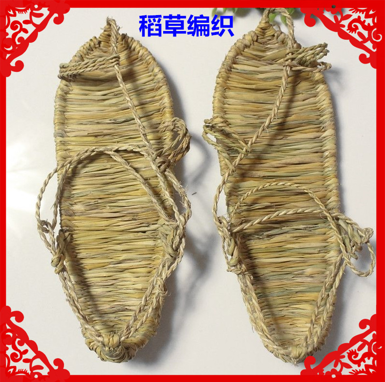 Pure straw sandals handwoven men's and women's shoes characteristic crafts