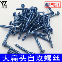 Hardened galvanized large flat head self-tapping screw high strength blue and white cross flat round head wood screw M4M5