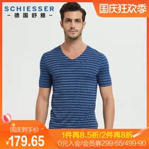 German Shu Ya underwear mens T-shirt 35-13564M pure Modal unscented top striped V-neck short-sleeved undershirt
