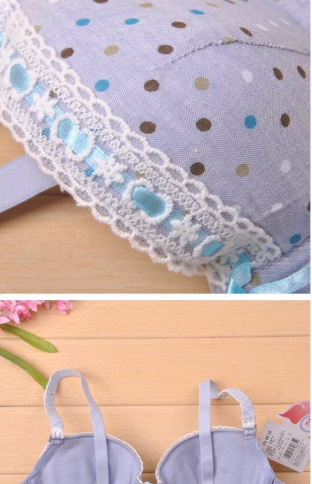 2 mảnh 箐 Đồ lót nữ quý tộc Kiểu dáng vành cotton mềm mại thu thập áo ngực cô gái áo ngực dây ren