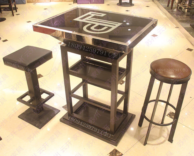 KTV Bar Bar Bar Bar Bar Luminous High-foot Table Stainless Steel Supports Customized Square Creative Iron Bar Table