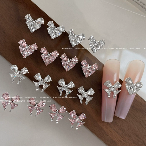 Серебряный набор материалов для маникюра с бабочкой с цирконом со стразами, украшение для ногтей, готовый продукт, популярно в интернете