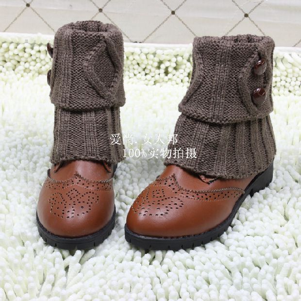 Nút phong cách Anh trang trí vớ ngắn Hàn Quốc len lỏng chân nữ ấm áp mắt cá chân thiết lập phiên bản Hàn Quốc của nắp giày tất chân