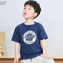 Boys short-sleeved t-shirt 2021 summer thin new boys pure cotton childrens loose casual printing top custom tide