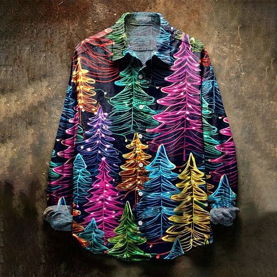 2026 Spring and Autumn Fashion Men's Christmas Floral Shirt 3D Digital Print Long Sleeve Shirt with Turn-Down Collar 2026 Spring and Autumn Fashion Men's Christmas Floral Shirt 3D Digital Print Long Sleeve Shirt with Turn-Down Collar