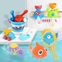  Childrens bathing toys Beach set tools to play with sand digging shovels Sand shovels Baby bathroom water spray tools