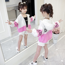 Girls  sunscreen clothes 2020 new summer clothes middle and large childrens thin outdoor sportswear foreign style girl cardigan jacket tide