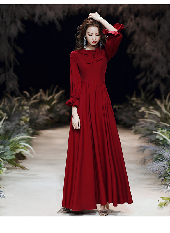 Bride's Wedding Red Plus-Size Toast Dress, Slimming, Tummy-Covering, Large Size, Long Engagement Homecoming Banquet Evening Dress 200