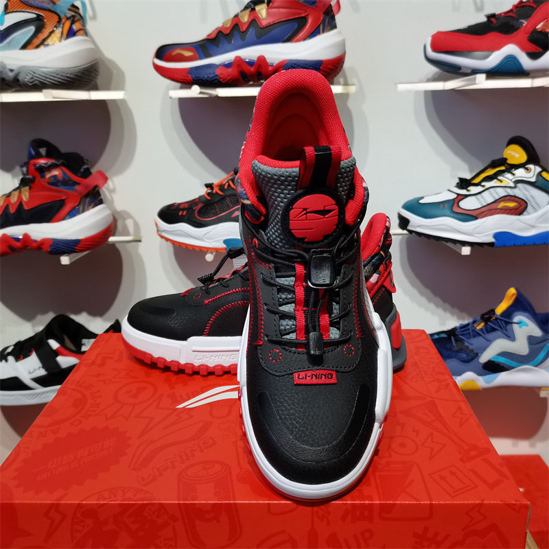 Li Ning children's shoes 2022 spring new teenage boys and girls middle-top casual breathable sports shoes YKCS012