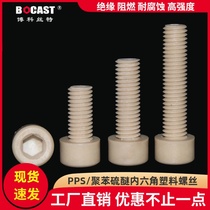 PPS high temperature resistant screw hexagon socket high strength M3-M8 plastic screw inner six square stigma flame retardant screw