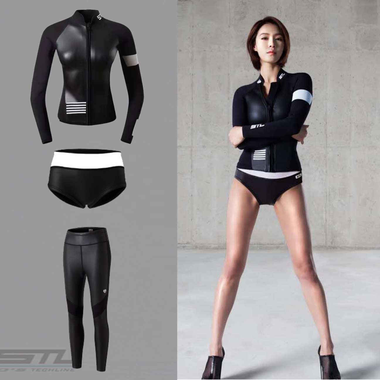 2mm Dive suit female split suit long sleeve swimsuit snorkeling and warm deep dive wet suit surf suit