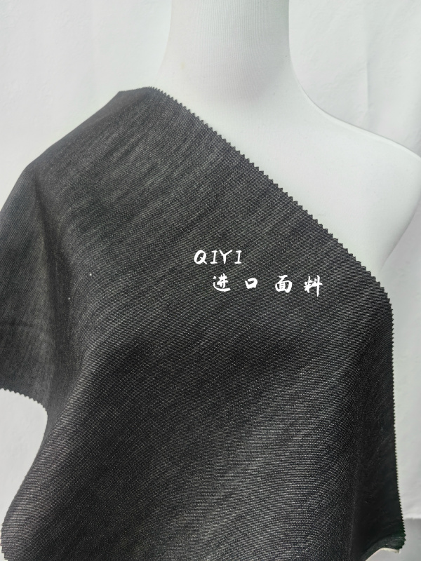 Spanish Imported Thin Black-Gray Denim-Colored Fine Woven Cotton-Linen Sand-Washed Structured Fabric Designer Material Spanish Imported Thin Black-Gray Denim-Colored Fine Woven Cotton-Linen Sand-Washed Structured Fabric Designer Material