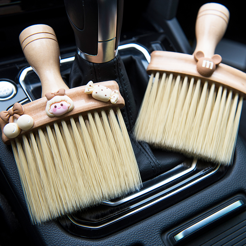 Automotive Interior Dust Removal Brush Solid Wood Air Conditioning Air Outlet Clean Deviner Interior Cleaning Tool Hair Brush Slit-Taobao