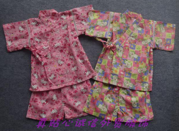 Japanese single girl child kimono suit female treasure pure cotton woven cotton home clothes monk clothes pajamas Jinping sweat steaming clothes