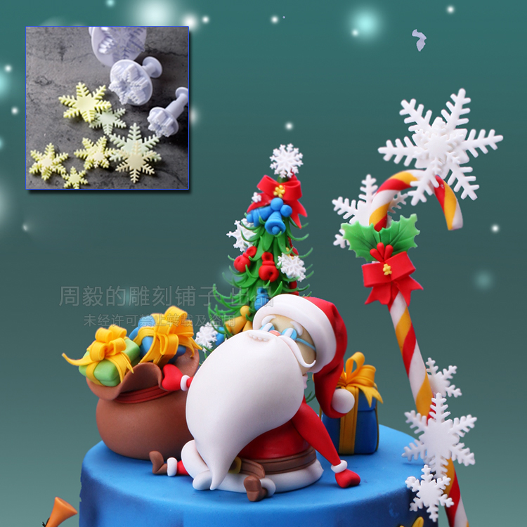 Christmas snowflake mold, fondant dough, ultra-light handmade, scene accessories, large, medium and small sets