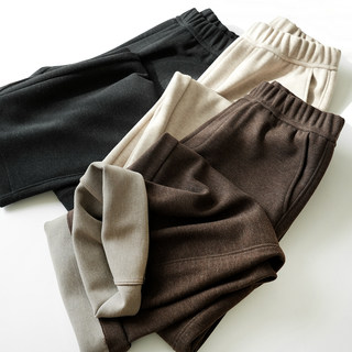 Versatile natural waist thick trousers wide leg pants