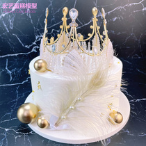 2020 new net red creative popular crown feather simulation cake model custom window decoration samples