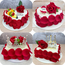 New Classic Rose Love Couple Heart Flower Cake Model Simulation Custom Window Sample Display