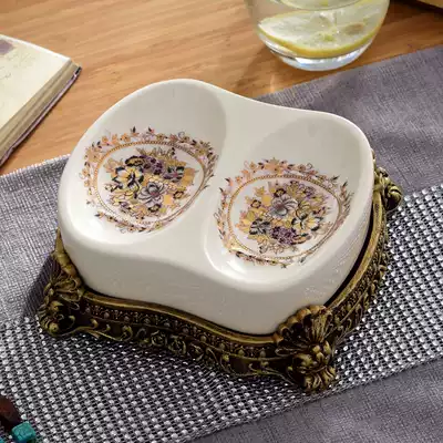 European-style retro ceramic double-layer drain incense box Creative home fat box High-end ice crack porcelain tray tray tray