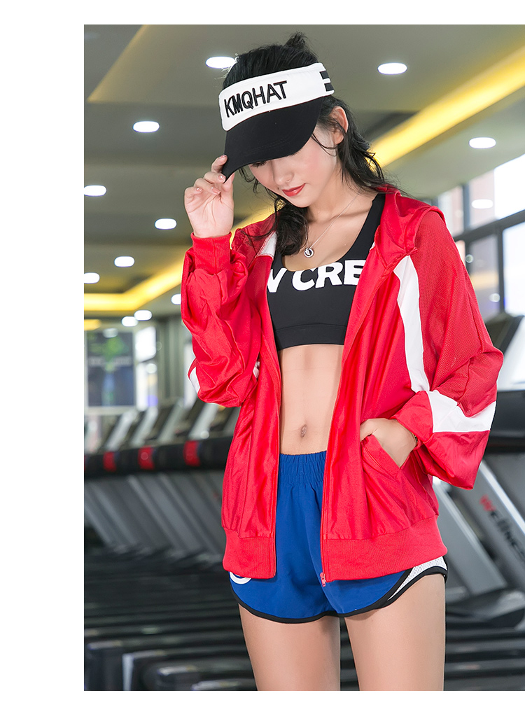 Chạy đào tạo yoga tập thể dục áo khoác trùm đầu nhanh chóng làm khô mùa thu thể thao dây kéo thoáng khí giản dị áo khoác lỏng áo khoác nữ áo gió thể thao