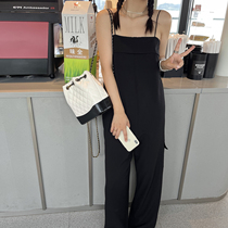 Hug Summer Harness one-piece trousers Lions dress Skirt Belly slim loose pure color Straight Straight Skirt Woman