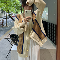 School Pie Sesame Cheese manga Gold button cardiovert cardiovert Lazy Soft Glutinous Knit Coat Air Conditioning Shirt Woman