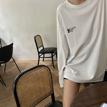 High Dine Adolescent T Print Turned Collar Stripe Round Collar Loose T-Shirt Long Sleeve Pure Color Inner Lap Blouse