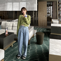 Summer street wool side jeans Women with water washed loose Thin Broadleg Straight Drum Mopping Pants