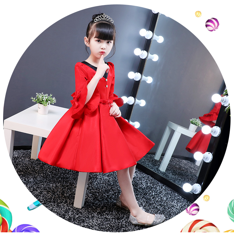 Thiếu nhi váy hoa công chúa váy đỏ cô gái pettiskirt piano hợp xướng biểu diễn trang phục dạ hội mới áo vest bé trai 1-2 tuổi