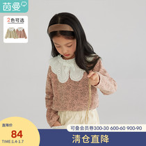 Yinman childrens clothing girl flower shirt long sleeve 2021 Winter new childrens cotton shirt girl shirt spring and autumn