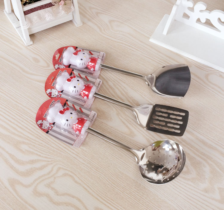 Sáng tạo dễ thương nhà hoạt hình nhà bếp bằng thép không gỉ xẻng đầy đủ thìa thìa chiên dụng cụ nhà bếp dụng cụ nấu ăn - Phòng bếp bộ dao làm bếp