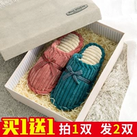 Mua một tặng một đôi dép bông miễn phí cho nữ mùa đông đôi nam dày dưới ấm nhà mùa đông thủy triều mùa đông trong nhà giày tháng - Trang chủ dép đi trong nhà cao cấp
