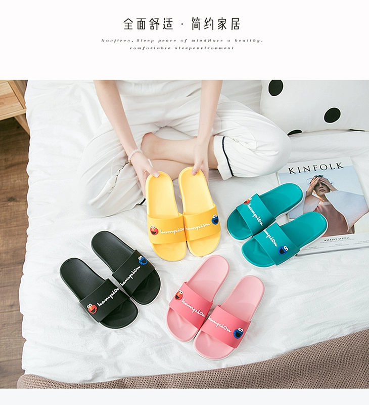Dép đi trong triều mát ins mùa hè nữ phim hoạt hình nhà vài trượt phòng tắm nhà tắm trong nhà nhà Waichuan phim hoạt hình - Trang chủ