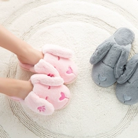 Dép cotton nữ nền tảng mùa đông trong nhà dép dễ thương sang trọng cặp vợ chồng ấm áp cha mẹ trẻ em dép bông nam dép lê đi trong nhà