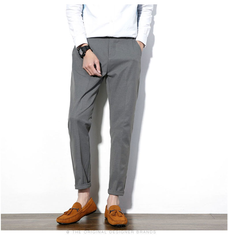 Quần thun nam phiên bản Hàn Quốc của xu hướng cộng với phân bón XL chất béo trẻ em Slim feet 9 chín quần trẻ trung quần tây