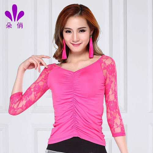 朵俏 Квадратный танцевальный костюм Топ 2020 Весна Новый Танцевальный костюм в середине рукава взрослые женщины Латинский танец костюм большой размер