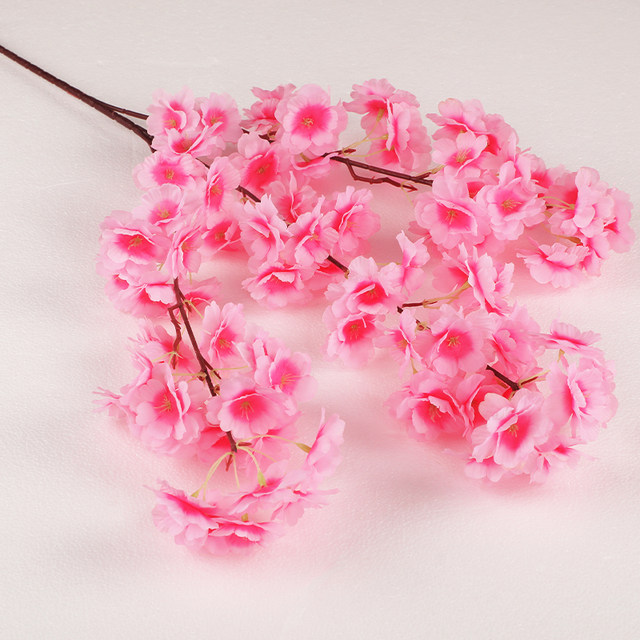 Simulated cherry blossom branch wedding cherry blossom tree pear blossom plastic peach blossom fake flower rattan decoration ເພດານຜ້າໄຫມດອກໄມ້ພື້ນຫ້ອງດໍາລົງຊີວິດ