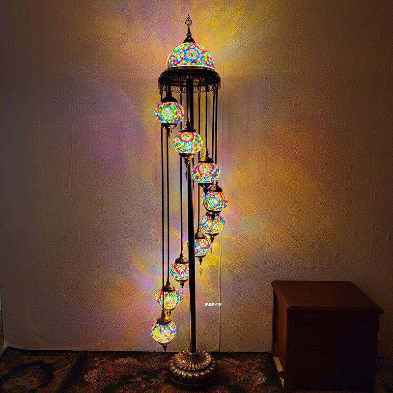 Mediterranean Retro Turkish Romantic Exotic Handmade Living Room Bedroom Ethnic Style European Multi-Head Floor Lamp