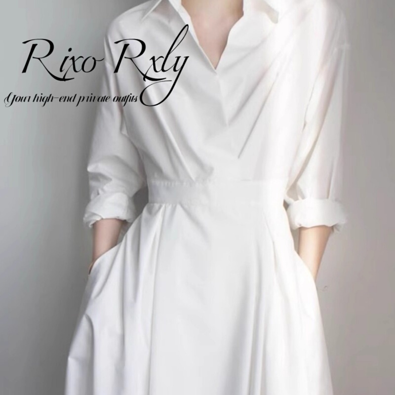 Rixo Rxly Elegant Shirt Dress for Spring and Autumn, French Style, High-End, Gentle, First Love Dress, Long and Simple Rixo Rxly Elegant Shirt Dress for Spring and Autumn, French Style, High-End, Gentle, First Love Dress, Long and Simple