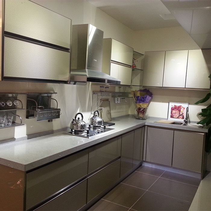 Stainless steel cabinet quartz stone table crystal steel door panel preferential price = 1430 yuan per meter