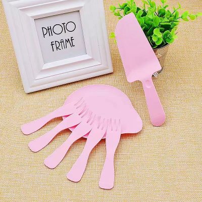 Disposable cake knife and fork plate set cake plate fork set disposable knife and fork plate birthday cake 10 sets of bag