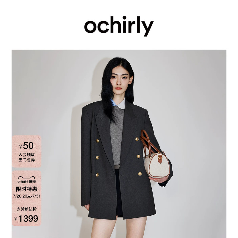 [Hot-Selling Restock] Oushili Tencel Wool Metal Button Blazer for Women, Regular Shoulder, 2026 Autumn