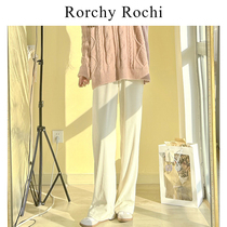 Day Ensemble White Broadlegged Pants Woman Spring Autumn Season Light Core Suede High Waist Pituality Loose Straight Drum Mopping Casual Bar Suede Pants