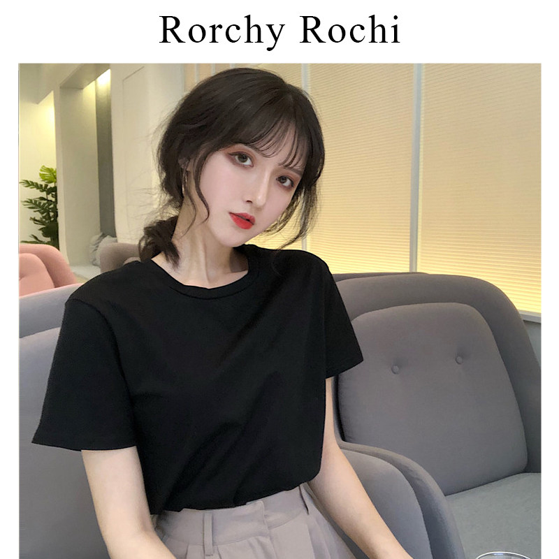 Japanese Black T-Shirt Women's 2022 Summer New Inner Short Sleeve White Leggings Early Spring Cotton Niche Top