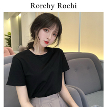 Day Ensemble Black T-shirt Woman 2022 Summer New inner lap Short sleeves White Undershirt Early Spring Pure Cotton Small Crowdblouse