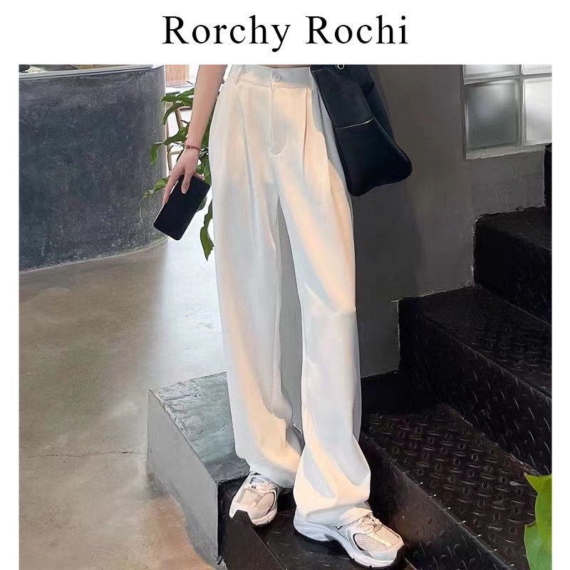 Japanese white wide trousers women's summer 2022 spring and autumn new high waist loose trousers slim suit straight trousers