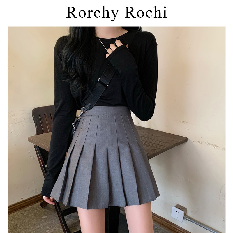 Japanese black pleated skirt women 2022 summer fall new dress small tall high waist short skirt college style skirt