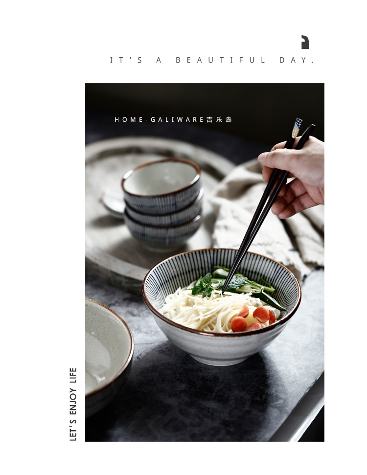 Đảo Gile Blue String Chuỗi bát bằng tay kiểu Nhật Bản bát ramen bát - Đồ ăn tối bộ bát đĩa đẹp