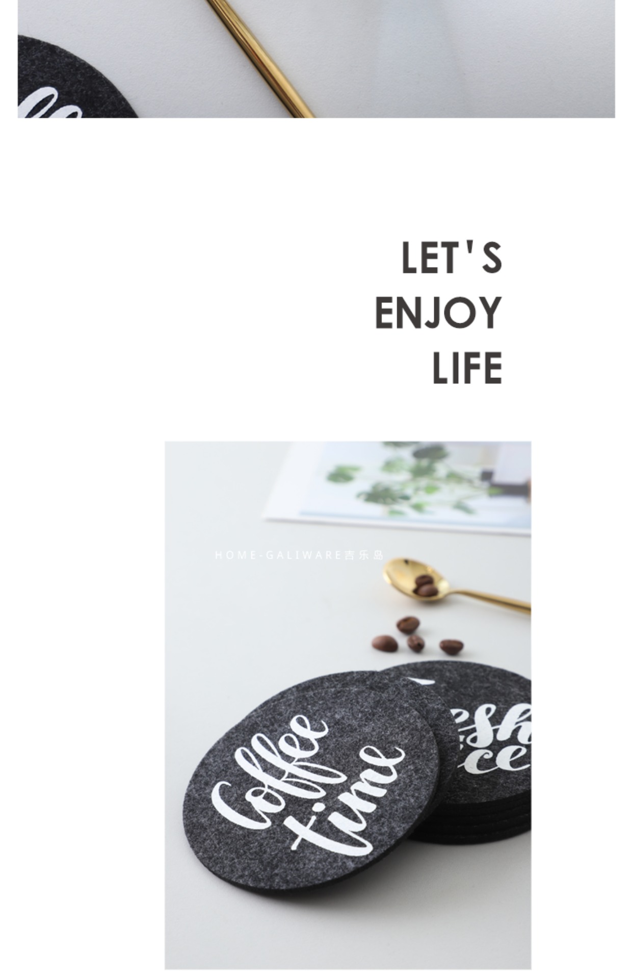 Đảo Gile Tiếng Anh đơn giản cảm thấy đế lót ly thấm nước 3 bộ đế lót ly cách nhiệt chống trượt miếng lót nóng cốc lót ly - Tách cốc uống nước