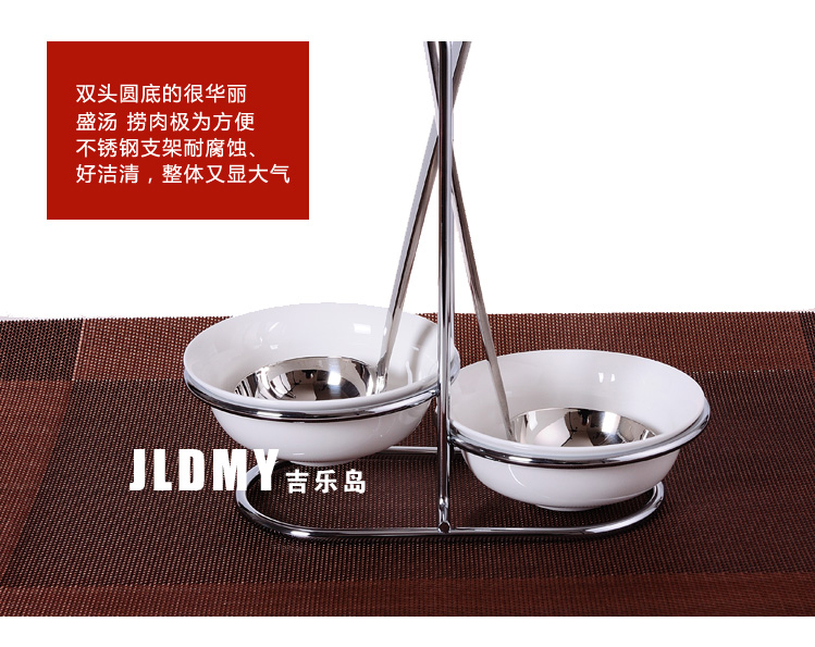 Đảo Gile Sáng tạo Thép không gỉ Soup Spoon Stand Soup Shell Lẩu Soup Spoon Spoon Colander Dễ dàng Bộ đồ ăn Lồng - Đồ ăn tối tô ăn cơm